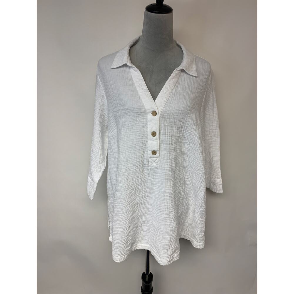 Avenue Blouse Textured Lagenlook Relaxed Fit Beachy Womens SZ 18/20